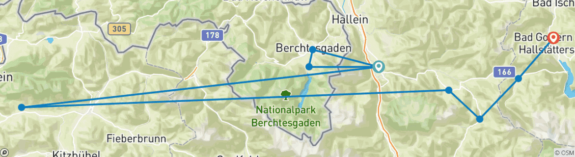 Karte mit der Reiseroute