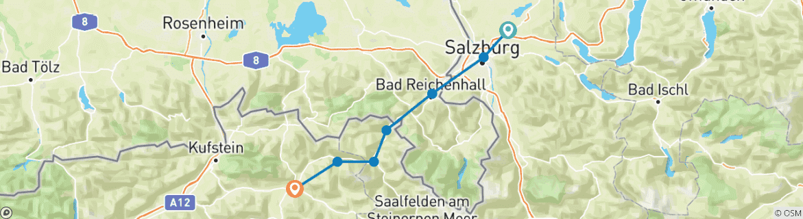 Foto van een kaart met de route van de rondreis