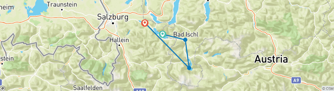 Image d'une carte montrant l'itinéraire du circuit