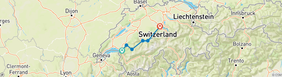 Image d'une carte montrant l'itinéraire du circuit