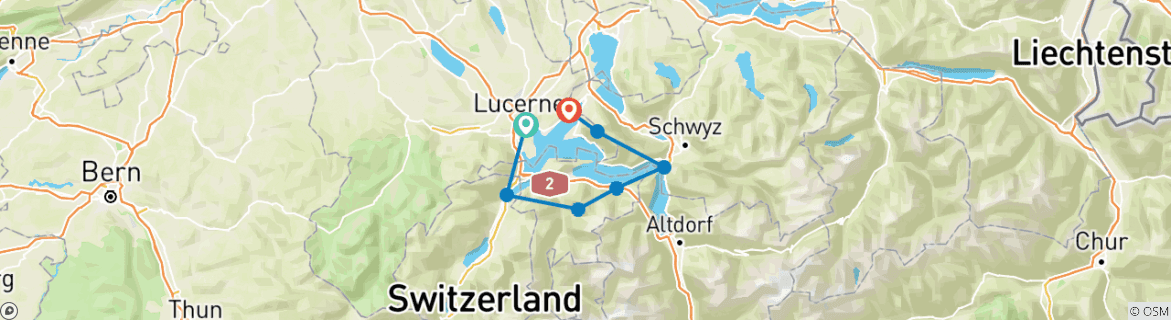 Image d'une carte montrant l'itinéraire du circuit