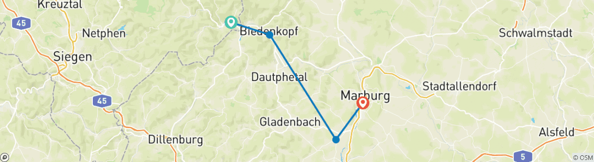 Image d'une carte montrant l'itinéraire du circuit