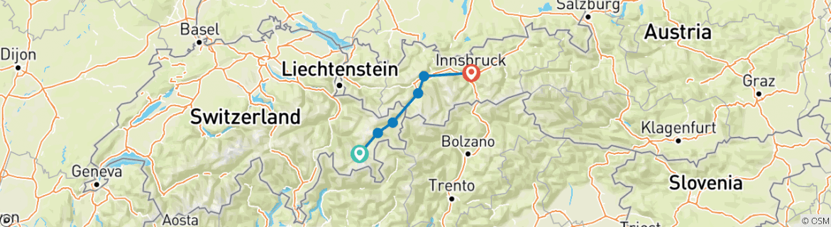 Image d'une carte montrant l'itinéraire du circuit