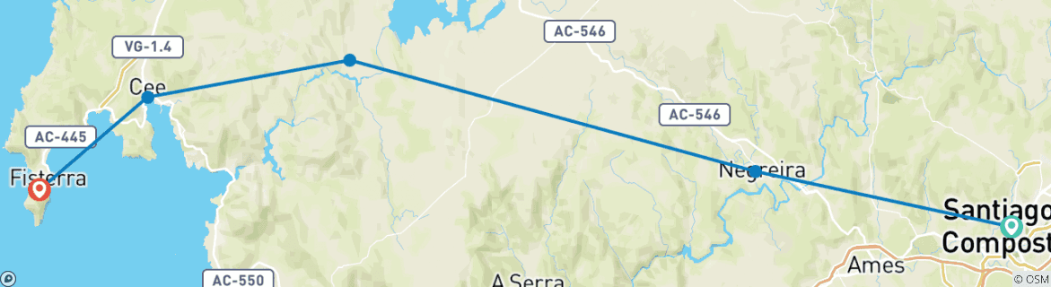 Karte mit der Reiseroute