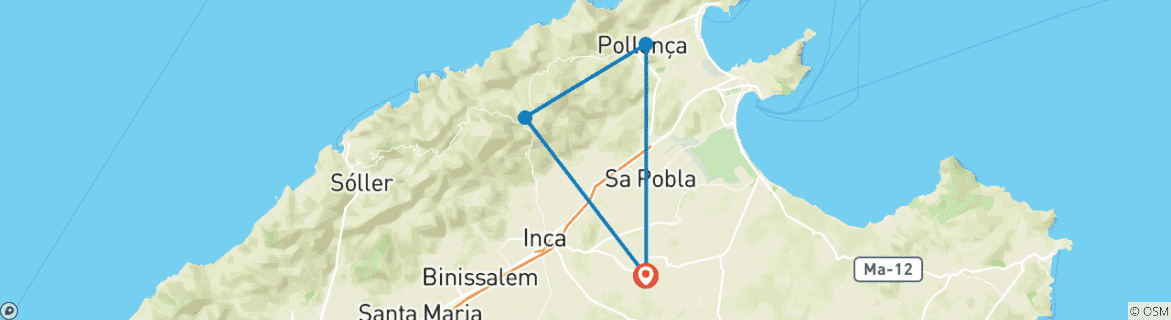 Image d'une carte montrant l'itinéraire du circuit