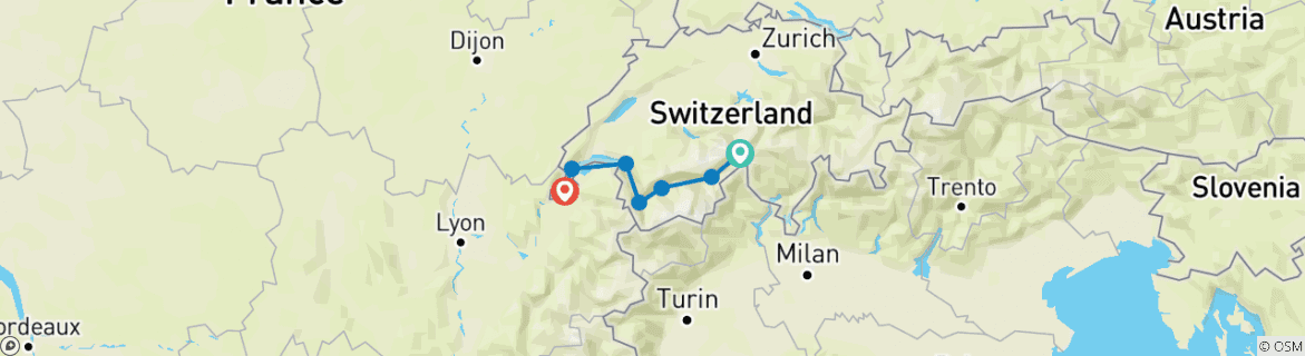 Karte mit der Reiseroute