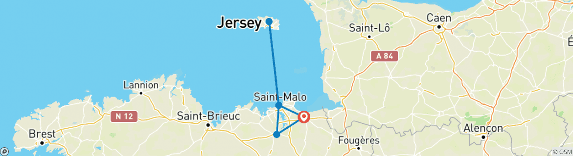 Karte von Frankreich - Die Emerald Küste (8 Tage)