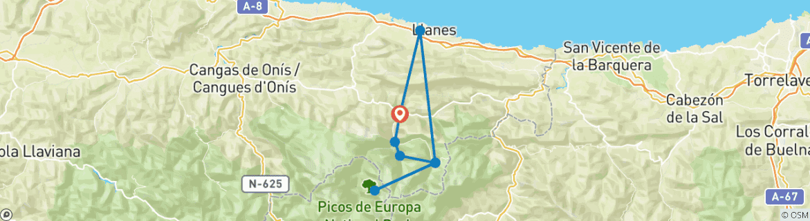 Image d'une carte montrant l'itinéraire du circuit