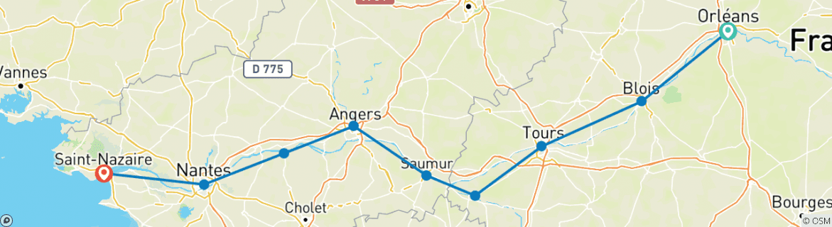 Karte mit der Reiseroute