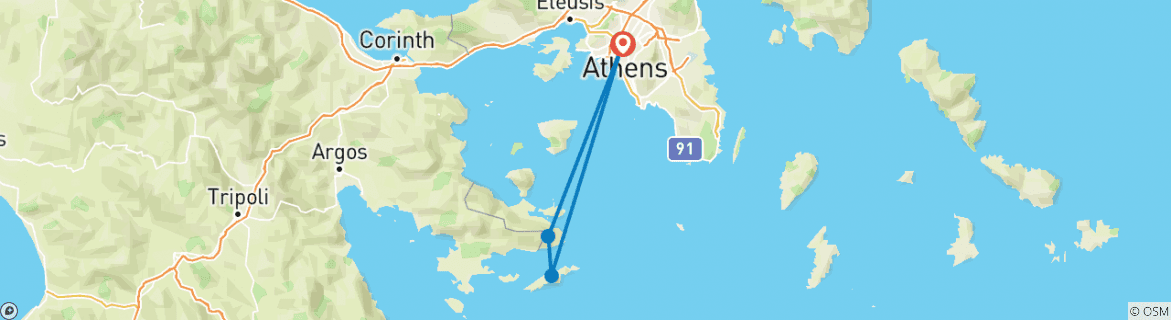 Image d'une carte montrant l'itinéraire du circuit