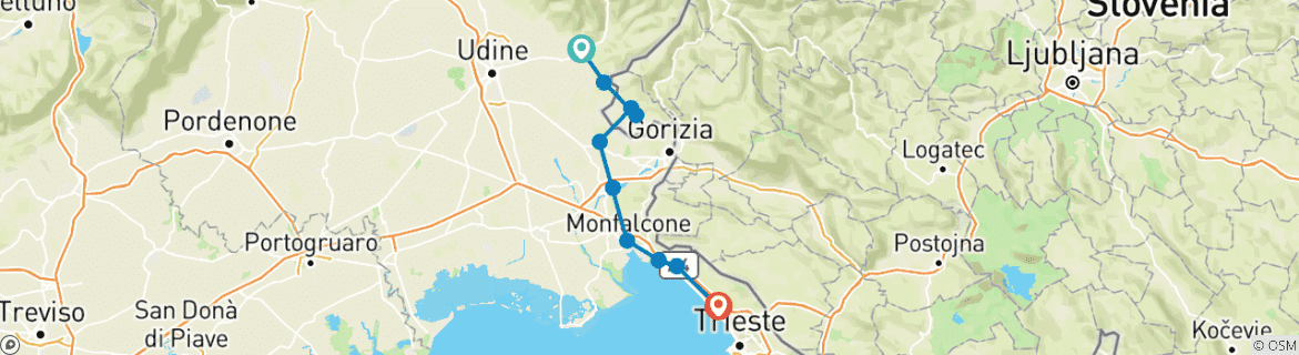 Karte mit der Reiseroute