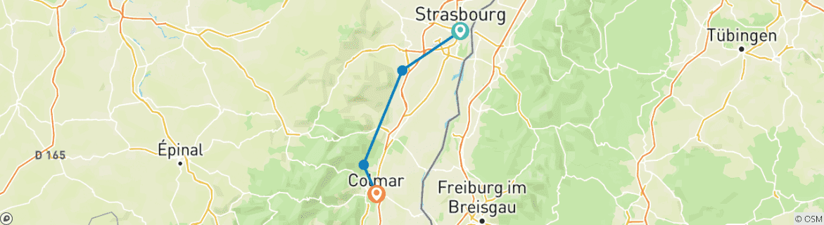 Image d'une carte montrant l'itinéraire du circuit