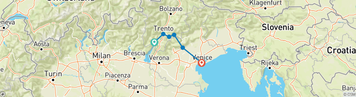 Karte mit der Reiseroute