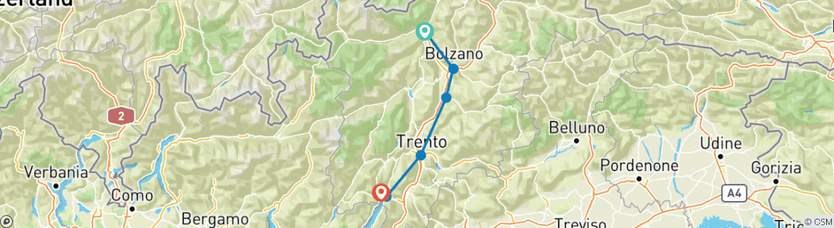 Image d'une carte montrant l'itinéraire du circuit