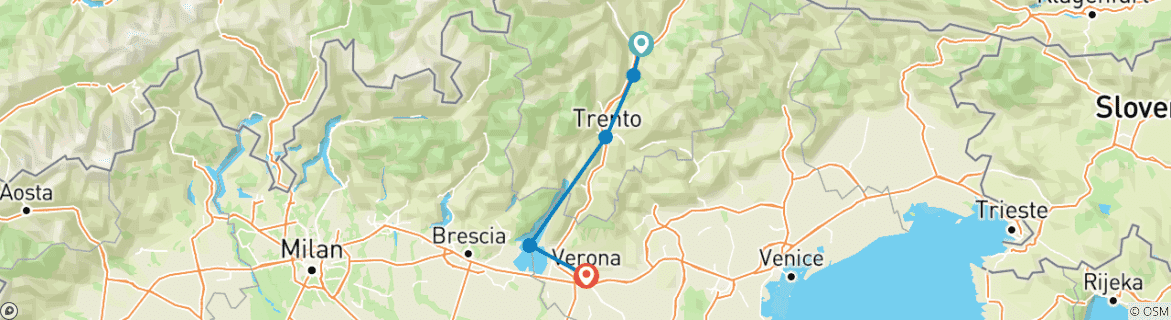 Foto van een kaart met de route van de rondreis