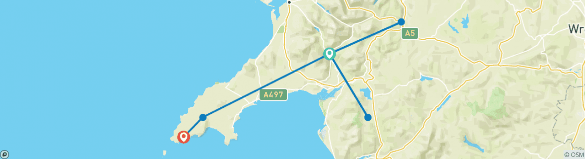 Karte mit der Reiseroute