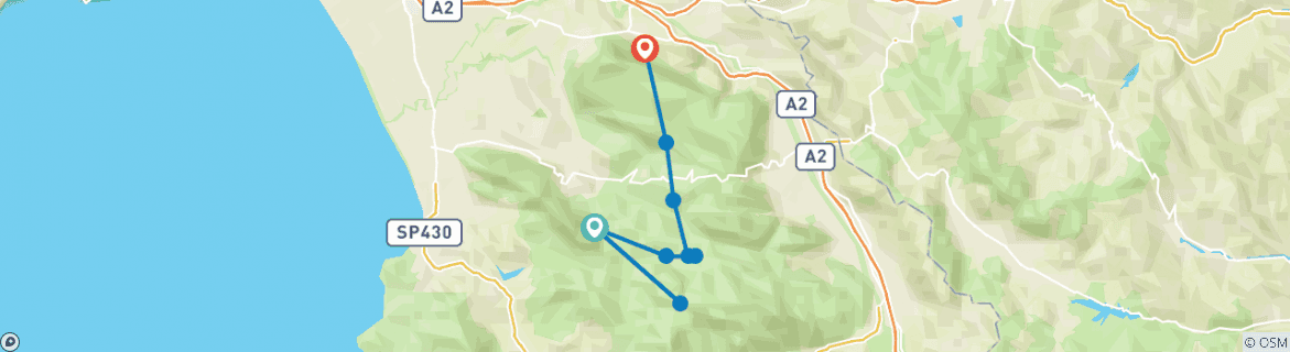 Karte mit der Reiseroute