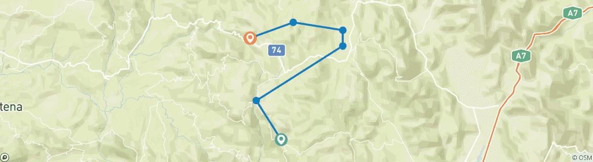 Image d'une carte montrant l'itinéraire du circuit