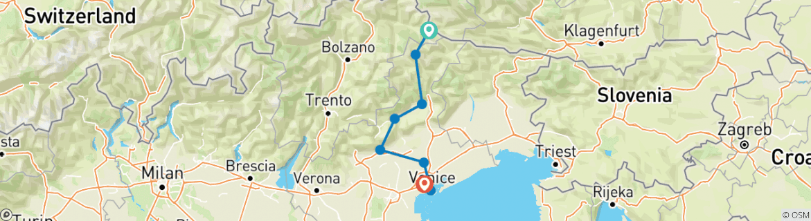 Karte mit der Reiseroute