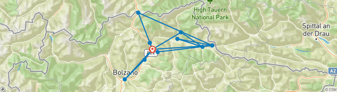 Karte mit der Reiseroute
