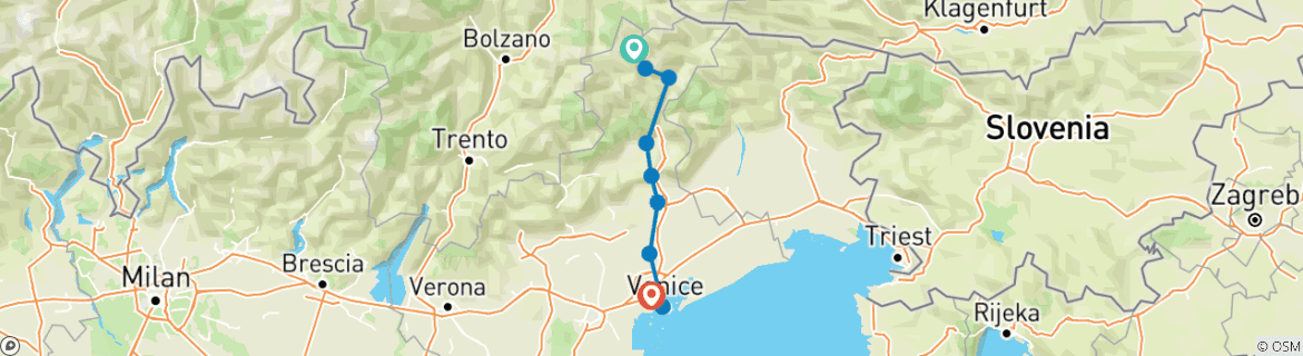 Karte mit der Reiseroute