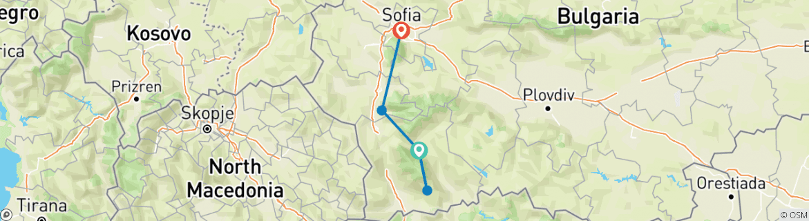 Karte mit der Reiseroute