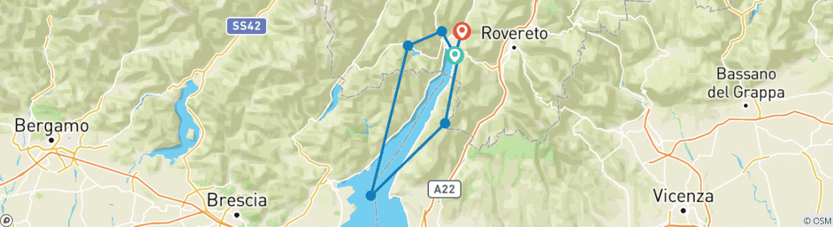 Image d'une carte montrant l'itinéraire du circuit