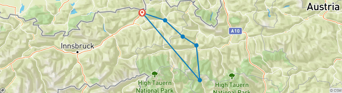 Karte mit der Reiseroute