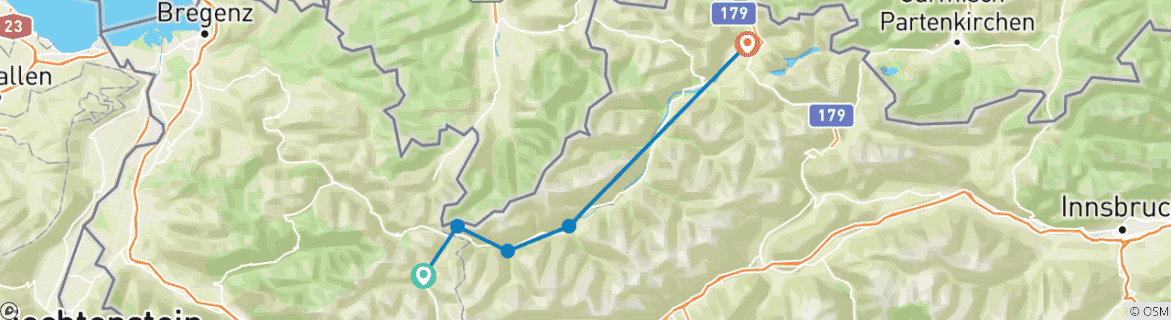 Image d'une carte montrant l'itinéraire du circuit