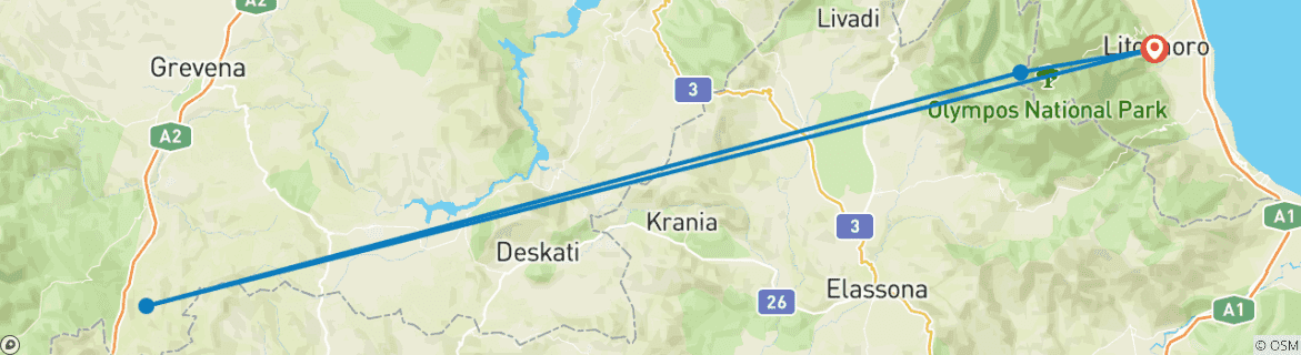 Karte mit der Reiseroute