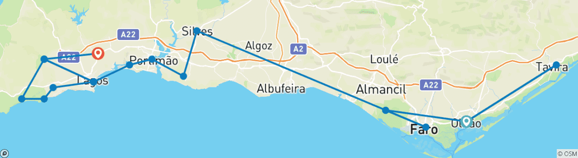 Image d'une carte montrant l'itinéraire du circuit