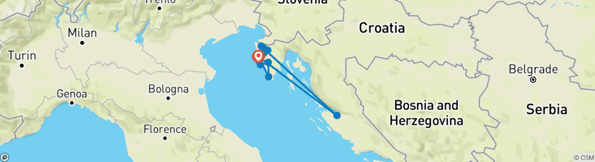 Image d'une carte montrant l'itinéraire du circuit