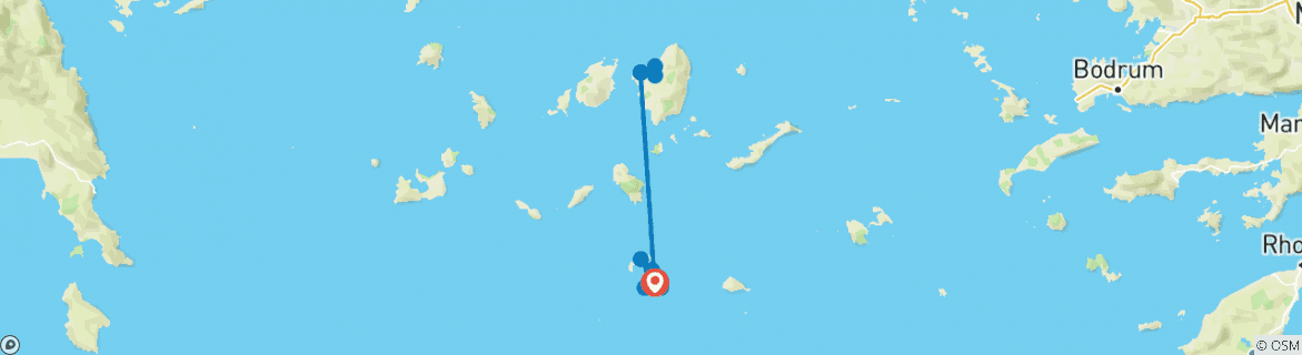 Foto van een kaart met de route van de rondreis