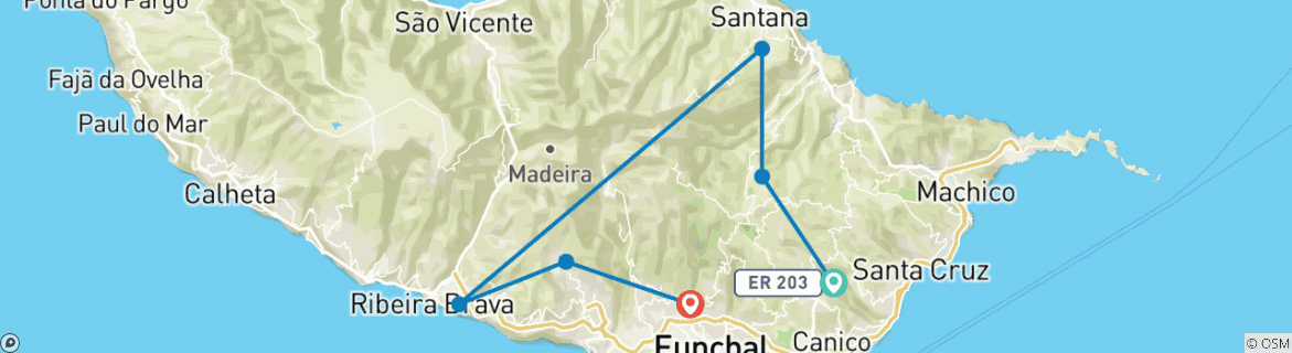 Karte mit der Reiseroute