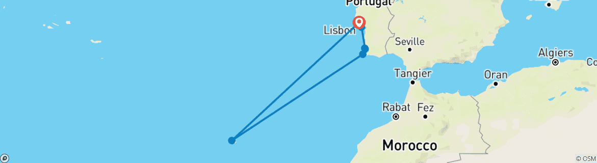 Karte mit der Reiseroute