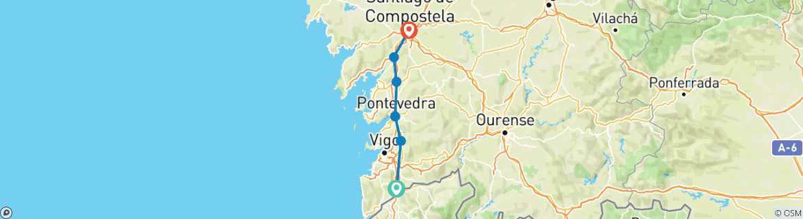 Image d'une carte montrant l'itinéraire du circuit