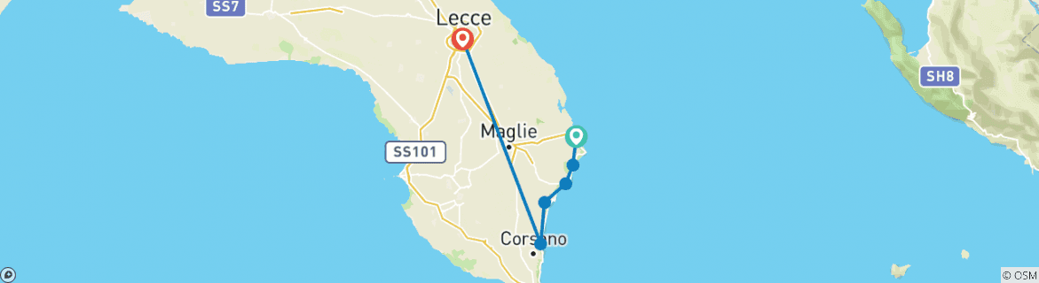 Image d'une carte montrant l'itinéraire du circuit