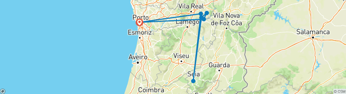 Karte mit der Reiseroute