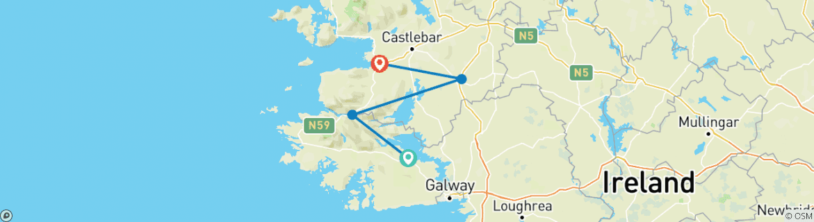 Image d'une carte montrant l'itinéraire du circuit