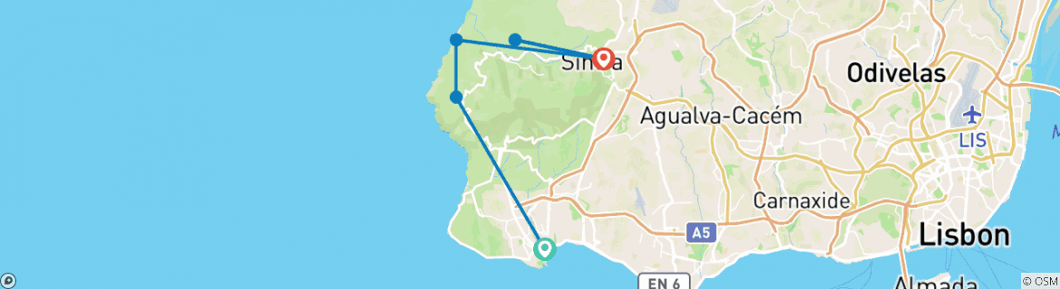 Foto van een kaart met de route van de rondreis