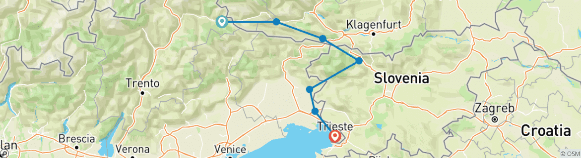 Karte mit der Reiseroute