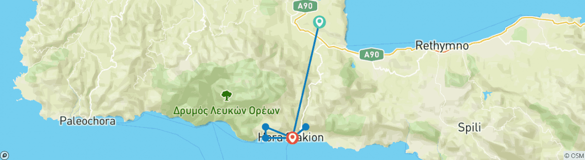 Image d'une carte montrant l'itinéraire du circuit