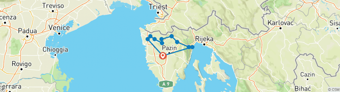 Karte mit der Reiseroute