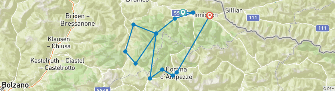 Karte mit der Reiseroute