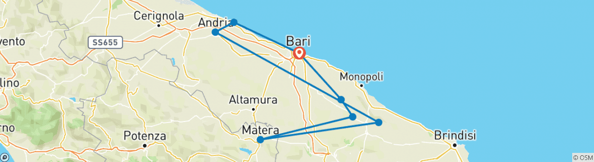 Foto van een kaart met de route van de rondreis