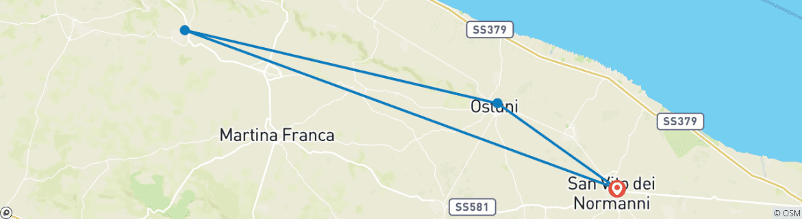 Foto van een kaart met de route van de rondreis