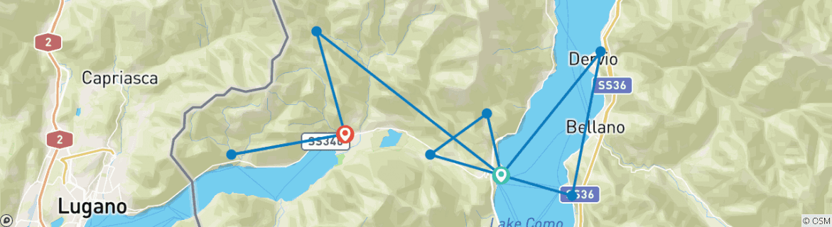 Image d'une carte montrant l'itinéraire du circuit