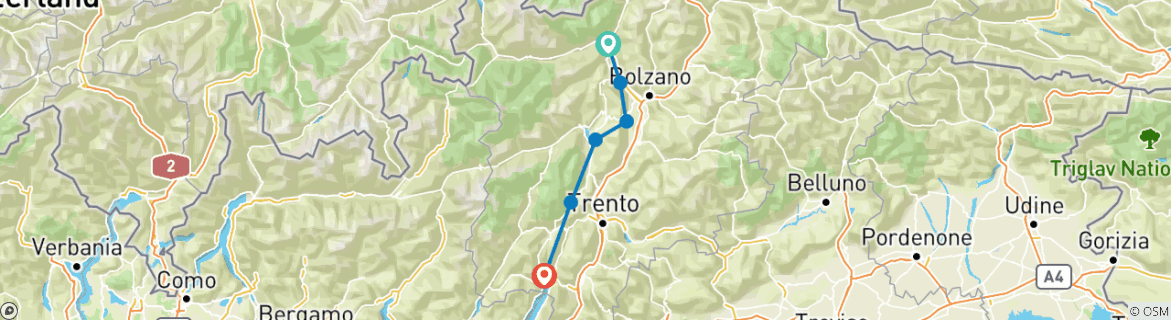 Image d'une carte montrant l'itinéraire du circuit