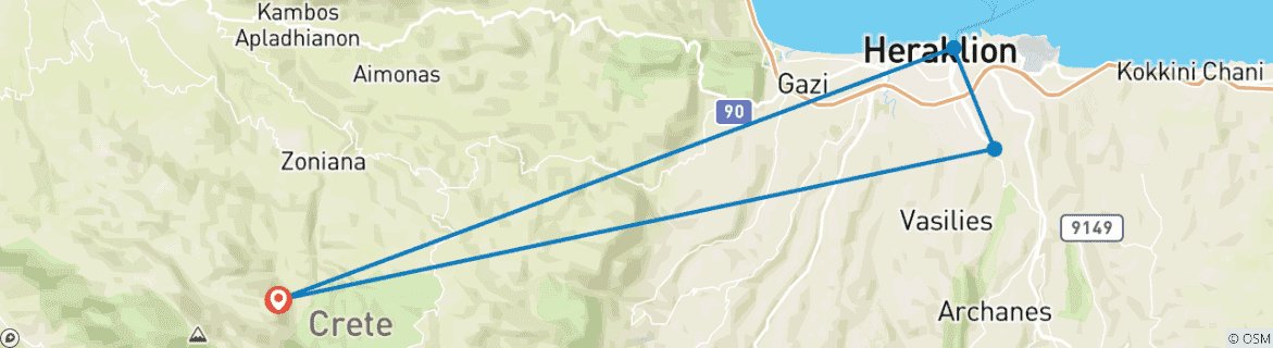 Image d'une carte montrant l'itinéraire du circuit