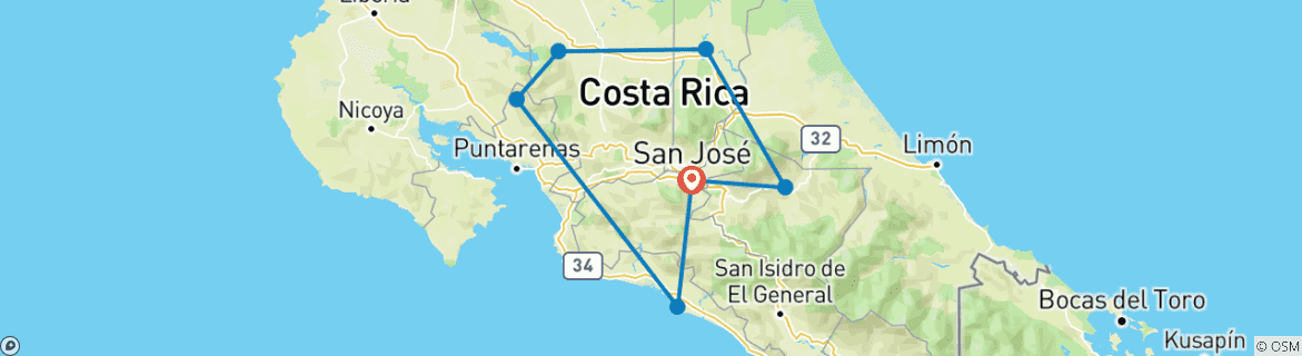 Image d'une carte montrant l'itinéraire du circuit